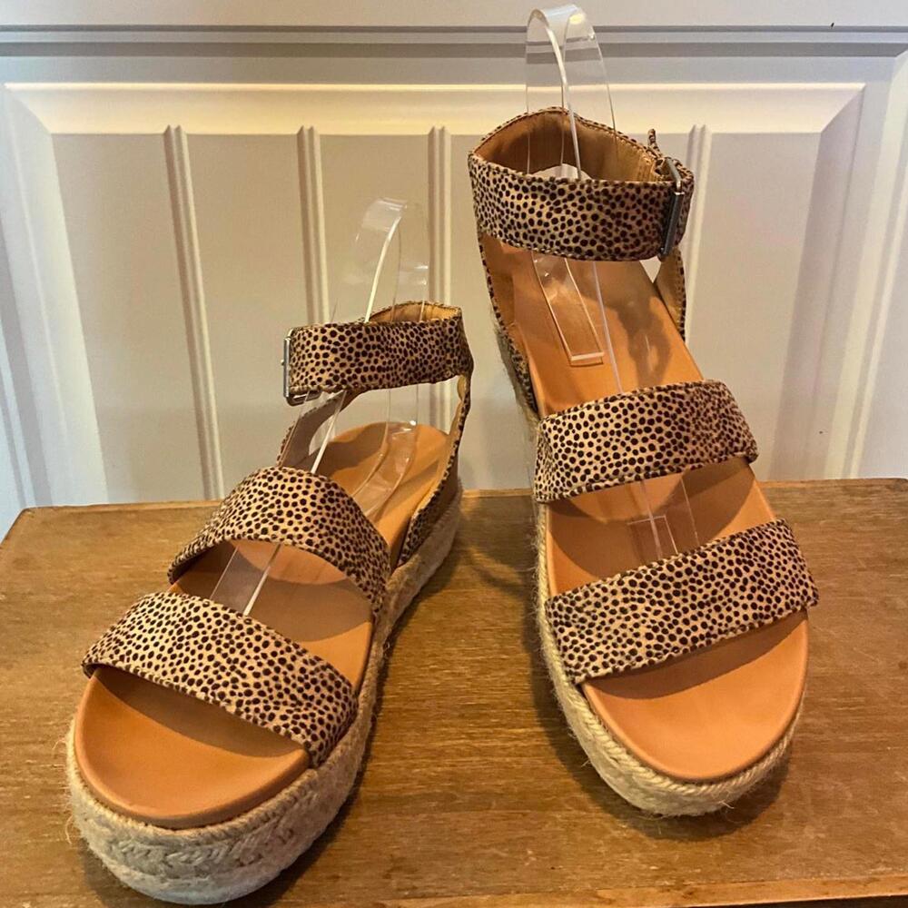 Animal Print Ankle Strap Platform Sandals 10M - Picture 1 of 3